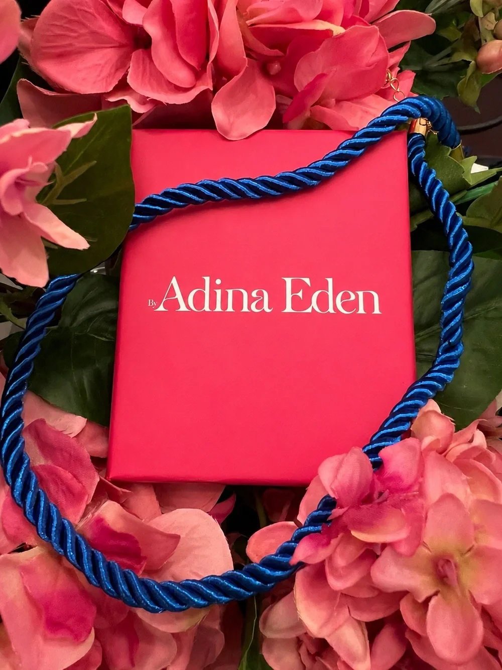 Revolve x Adina Eden Colored Twisted Cotton Rope Necklace in Blue